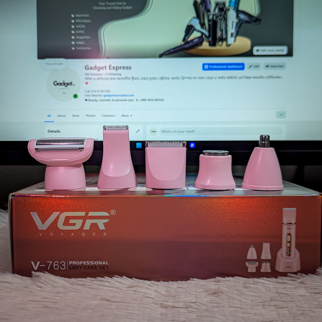 VGR V-763 Professional 5-in-1 Lady Care Set – IPX7 Waterproof Multi-Functional Trimmer & Grooming Kit