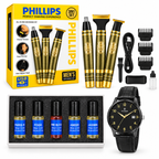 Premium 3-in-1 Men's Grooming Combo – Trimmer, Watch & 5-Piece Attar Set