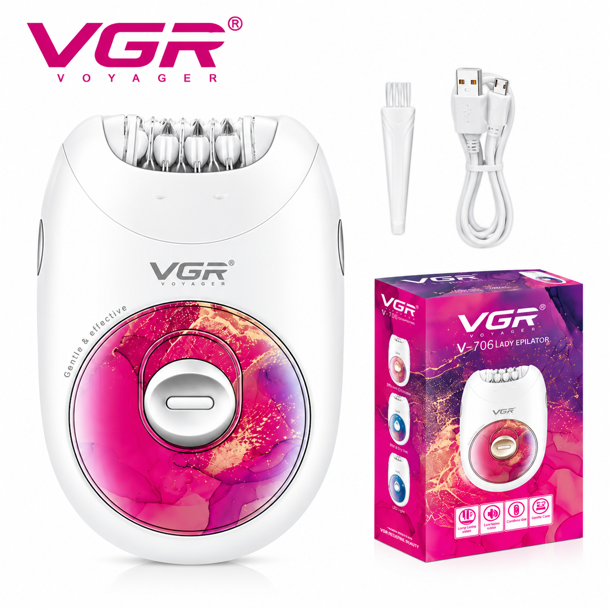 VGR V-706 Professional Women’s Epilator – 18 Tweezers Cordless Hair Removal