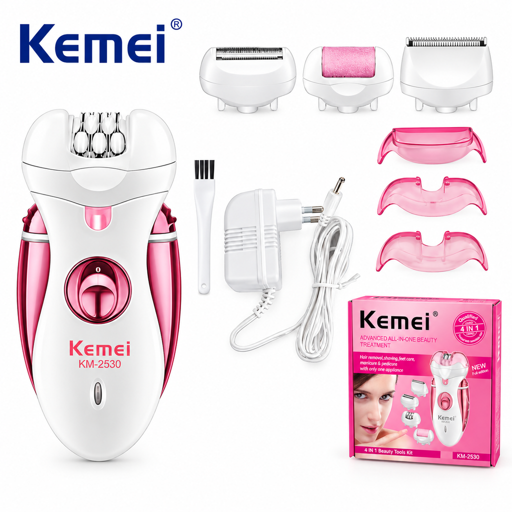 Kemei KM-2530 Professional 4-in-1 Beauty Care Kit – Rechargeable Epilator, Shaver & Trimmer