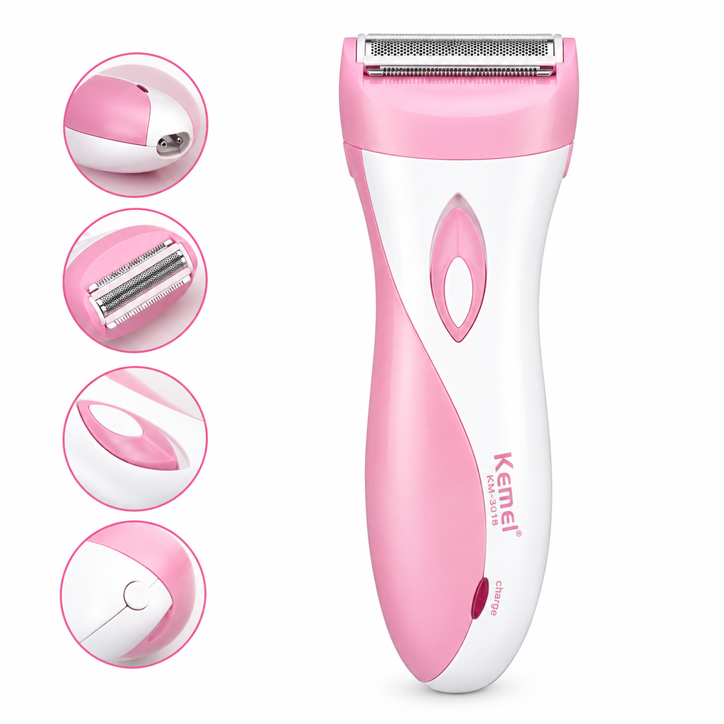 Kemei KM-3018 Professional Lady Shaver – Wet & Dry Use, 7000 RPM Motor & Flexible Swing Head