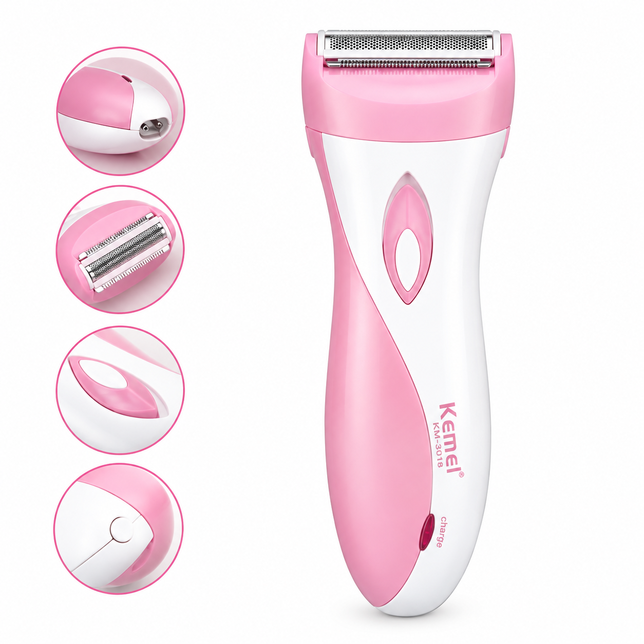 Kemei KM-3018 Professional Lady Shaver – Wet & Dry Use, 7000 RPM Motor & Flexible Swing Head