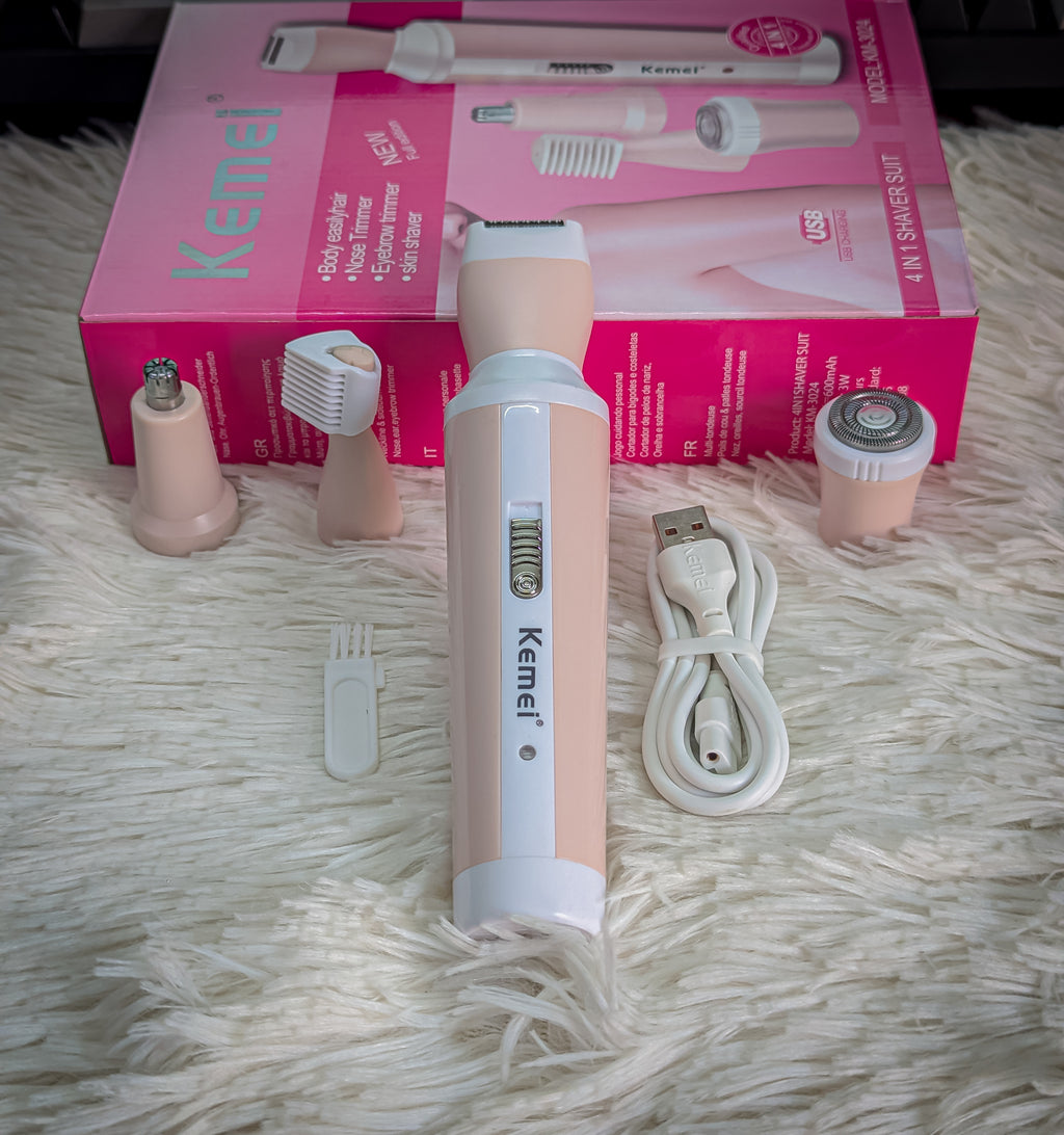 Kemei KM-3024 4-in-1 Rechargeable Lady Shaver & Trimmer