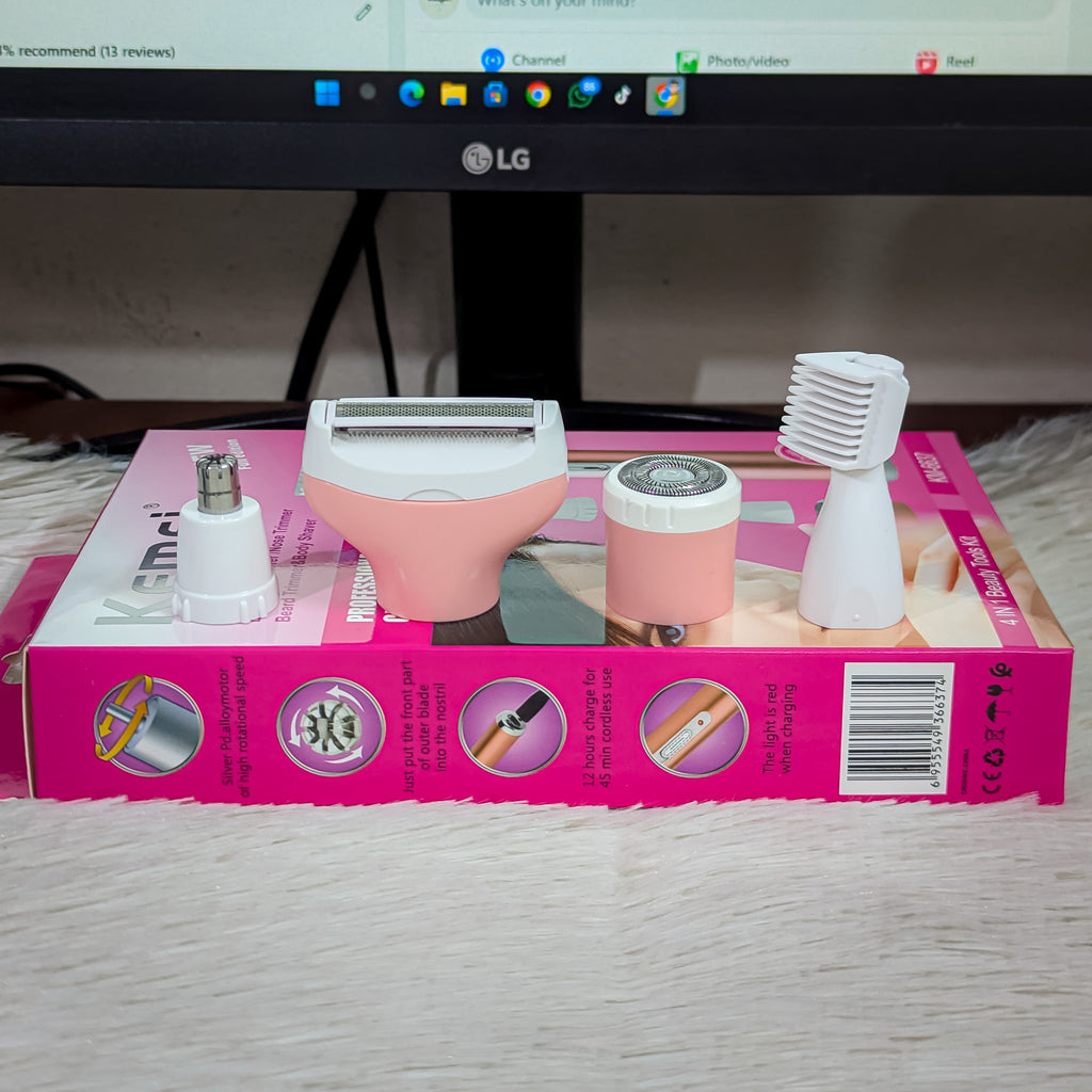 Kemei KM-6637 4-in-1 Rechargeable Women’s Grooming Kit