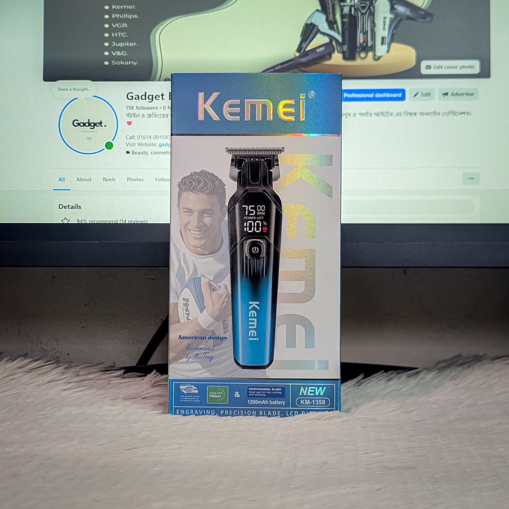 Kemei KM-1358 Cordless Hair Clipper Complete Set